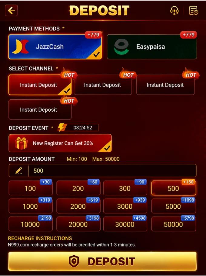 n999 deposit